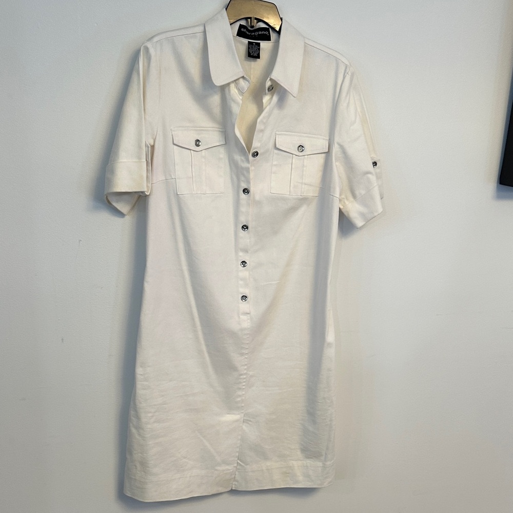 Sharagano Ivory Button Down Shirt Dress